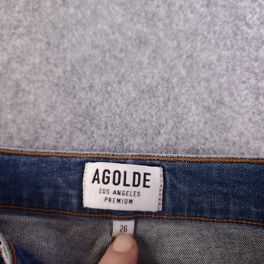Agolde Jeans Women's 26 Blue Skinny Distressed Ripped Knee Denim Medium Wash